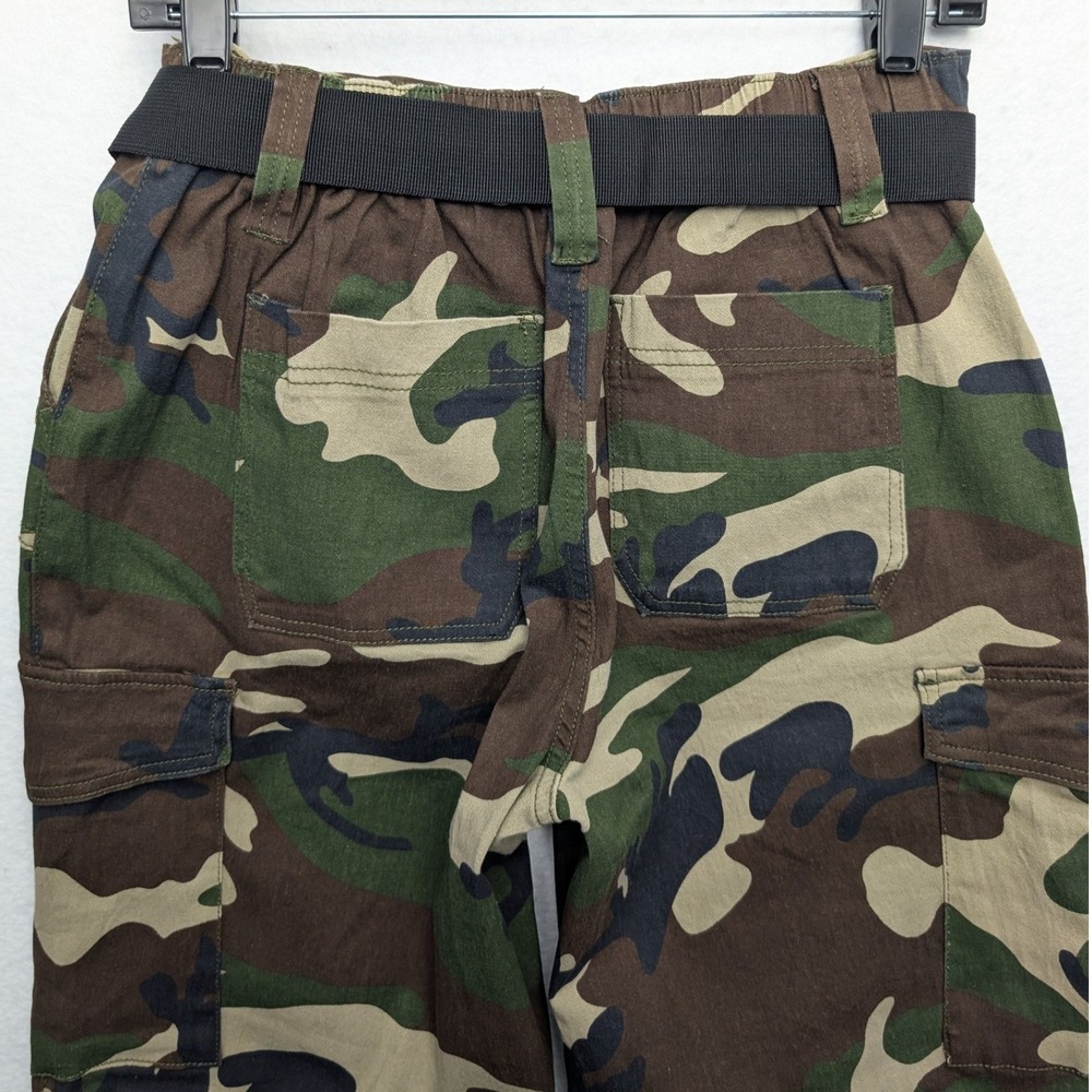 Almost Famous Camo Cargo Pants Womens Medium Green Camouflage Belted PW86A-94C - Picture 4 of 13